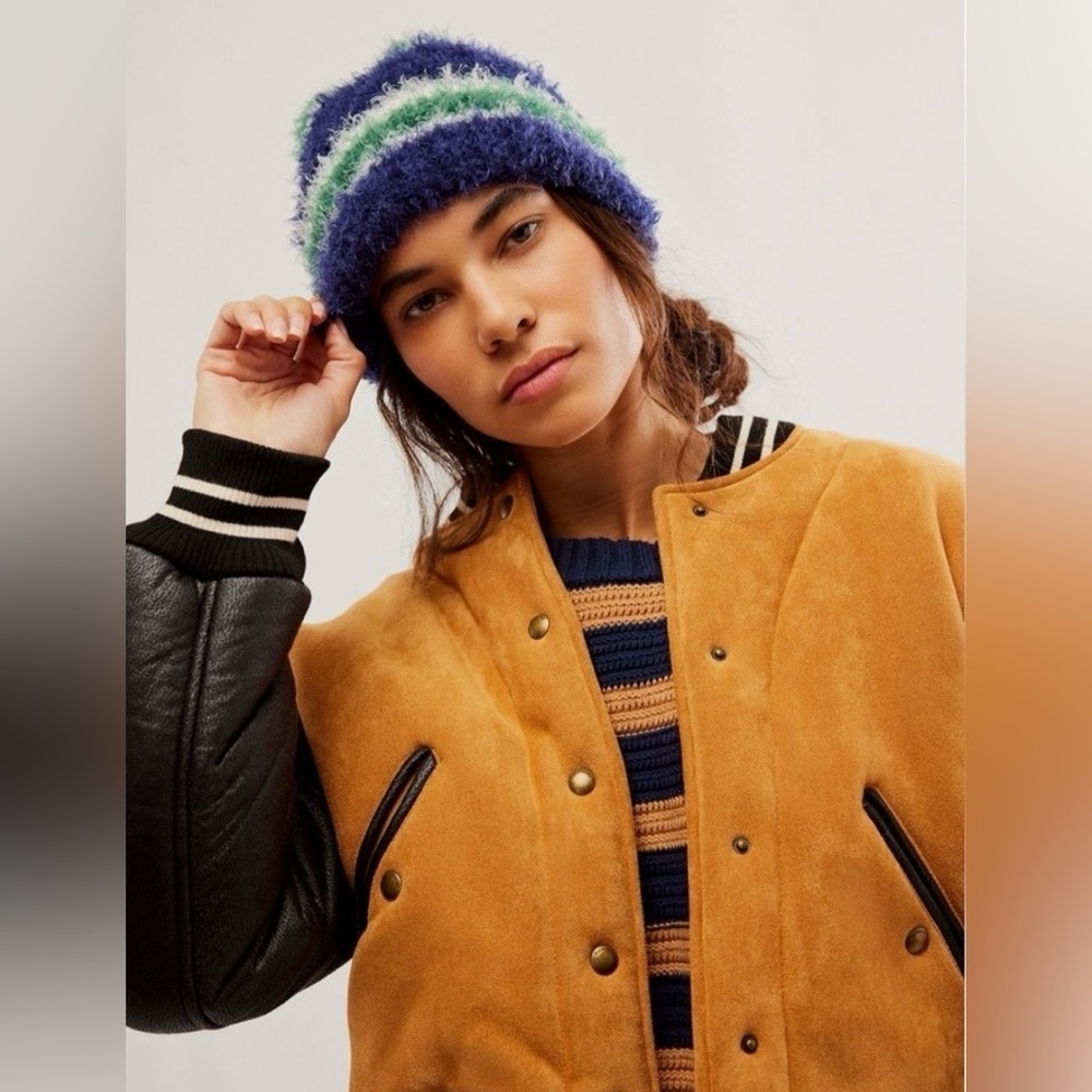 Free People Airy Rib Stripe Beanie NEW